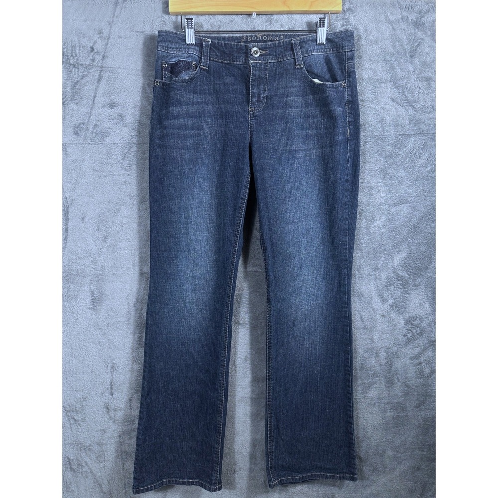 Sonoma Goods for Life Womens Modern Bootcut Jeans Blue Dark Wash Size 8 Lace